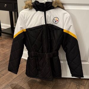 NFL Black and White Ski Jacket with Yellow Stripe
